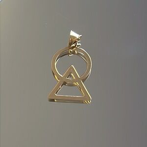 18k solid gold circle – triangle pendant. Gold tone
